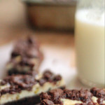 chocolate cookie bars with creamy filling