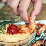 BBQ shrimp with hummus