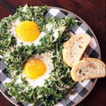 Sheet pan kale and egg bake