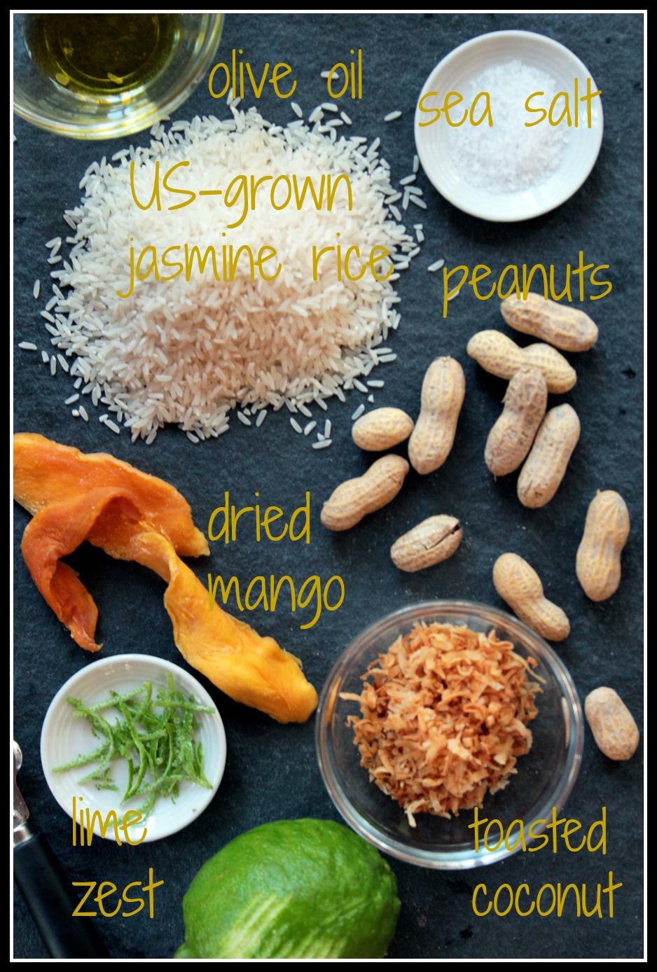 ingredients for Coconut and Mango Jasmine Rice
